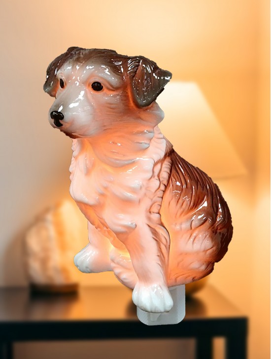 Porcelain Border Collie Night Light with Gift Box
